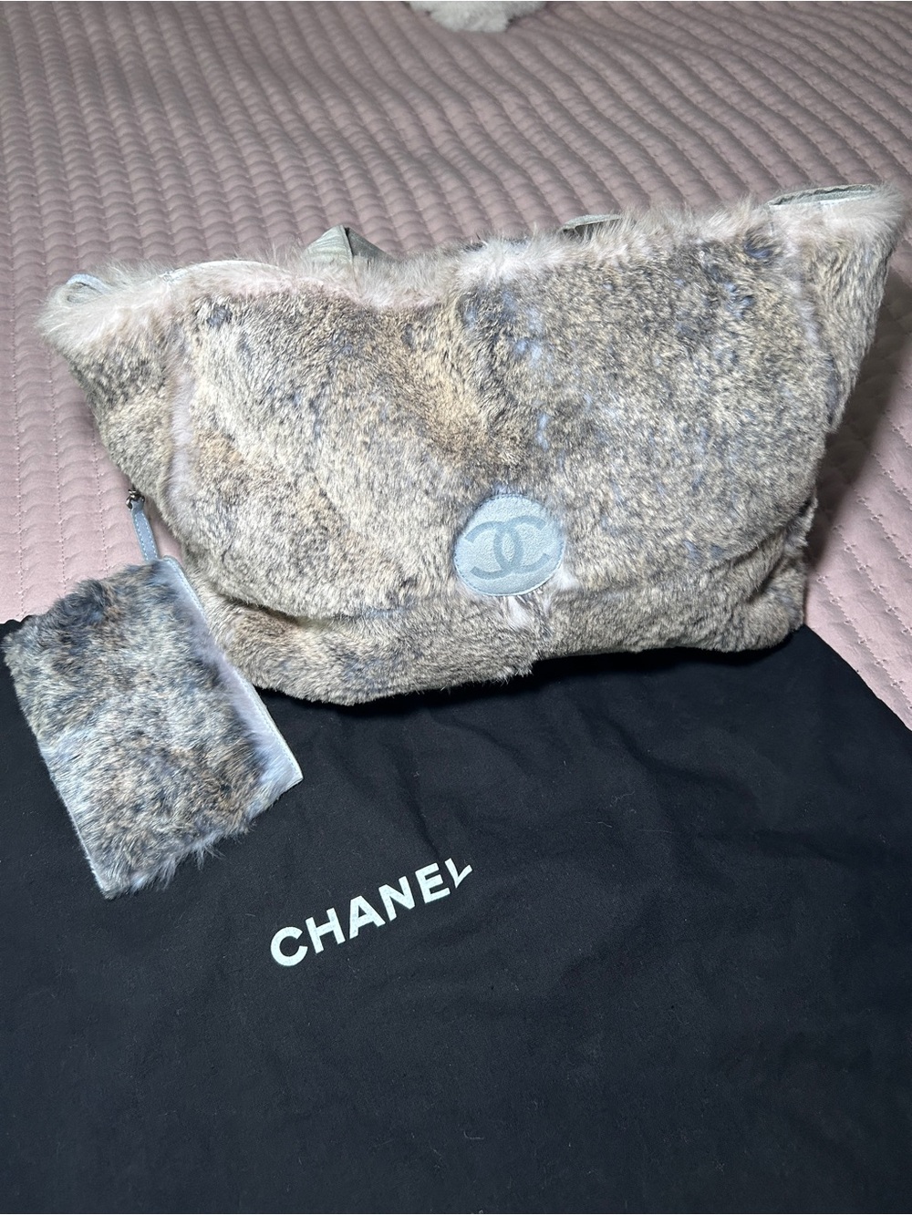 CHANEL Rabbit Fur Vintage Tote